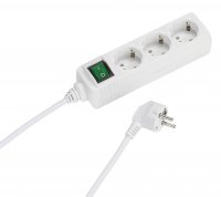 3-vaiheen virtapistoke kytkimellä 3m valkoinen