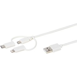 3-in-1 Kaapeli USB-C/Lightning/Micro-USB 1 m Valkoinen