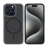 iPhone 15 Pro Kuori TPU MagSafe Sileä Musta