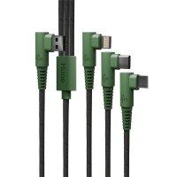 Kaapeli 3in1 USB A - Lightning, Type C, Micro USB 1.2M Forest Green