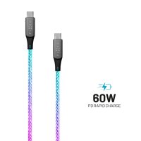 Kaapeli Glowing RGB LED USB-C till USB-C 1.2m