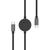 USB-C Kaapeli älykellon latauksella 1.5m Musta