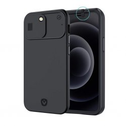 x Valenta iPhone 12 Pro Case with Camera Covers Front & Rear Black