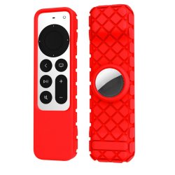 Apple TV Remote (gen 2)/AirTag Kuori Neljäkäskuvio Punainen