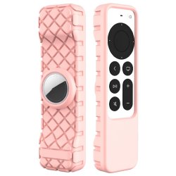 Apple TV Remote (gen 2)/AirTag Kuori Neljäkäskuvio Vaaleanpunainen
