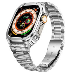 Apple Watch 44mm Armband med Skal Rostfritt Stål Silver