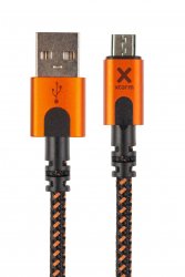 Xtreme USB-A to Micro USB Cable 1.5m Mustan Oranssi