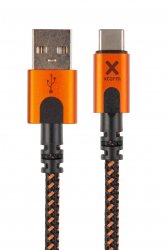 Xtreme USB-A to USB-C Cable 1.5m Mustan Oranssi