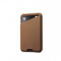 MagSafe Korttipidike Full Leather Magnetic Wallet Dark Tan