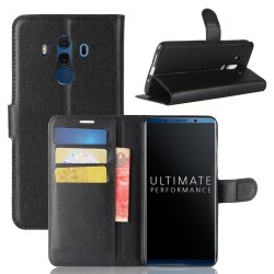 Huawei Mate 10 Pro Kotelo Litchi Musta