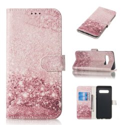 Samsung Galaxy S10 Plus Kotelo Korttitasku Aihe Vaaleanpunainen Kimallus