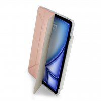 iPad Air 13 (M2/M3) Kotelo Origami No3 Pencil Case Metallic Vaaleanpunainen