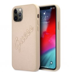 iPhone 12/iPhone 12 Pro Kuori Saffiano Vintage Script Kulta