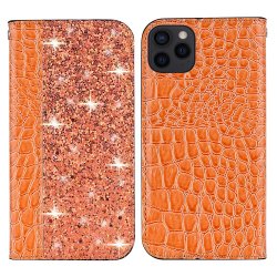 iPhone 13 Pro Kotelo Krokotiilikuvio Glitter Flip Oranssi