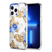 iPhone 13 Pro Max Kuori Kukkakuvio MagSafe Sininen Kulta