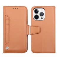 iPhone 14 Pro Kotelo Ulostaitettava Korttikotelo Ruskea