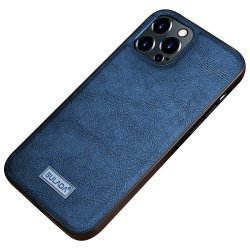 iPhone 14 Pro Kuori Nahkarakenne Sininen