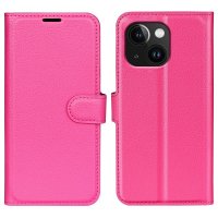iPhone 15 Plus Kotelo Litchi Magenta