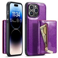 iPhone 15 Pro Max Kuori M3 Series Irrotettava Korttipidike Glitter Violetti