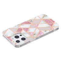 iPhone 15 Pro Max Kuori Marmorikuvio Vaaleanpunainen Harmaa