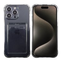 iPhone 15 Pro Max Kuori Korttipidike Iskunkestävä Musta