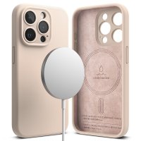 iPhone 15 Pro Kuori Silicone Magnetic Pink Sand