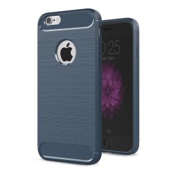 iPhone 6/6S Plus Kuori Harjattu Hiilikuiturakenne Sininen