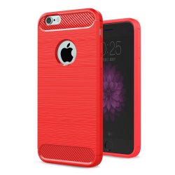 iPhone 6/6S Plus Kuori Harjattu Hiilikuiturakenne Punainen
