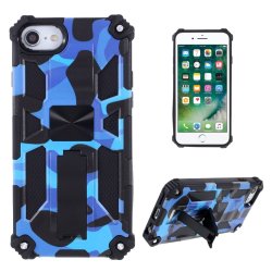 iPhone 7/8/SE Kuori Metallilautanen jalustatoiminnolla Camouflage Sininen