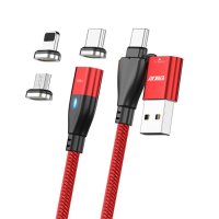 Kaapeli 6-in-1 USB-A/USB-C to Lightning/Micro USB/USB-C 100W 1m Punainen