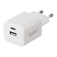 Laturi 20W Double USB-C/USB-A GaN Valkoinen