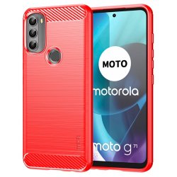 Motorola moto g71 5G Kuori Harjattu Hiilikuiturakenne Punainen