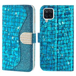 Samsung Galaxy A22 4G Kotelo Glitter Stripe Sininen