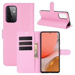 Samsung Galaxy A72 Kotelo Litchi Vaaleanpunainen