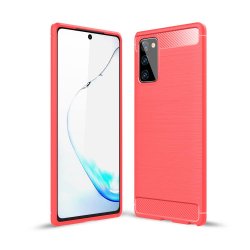 Samsung Galaxy Note 20 Kuori Harjattu Hiilikuiturakenne Punainen