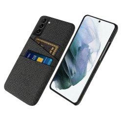 Samsung Galaxy S21 FE Kuori Kaksi Korttitaskua Kangas Musta