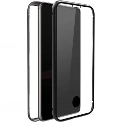 Samsung Galaxy S21 Kuori 360° Real Glass Case Musta Läpinäkyvä