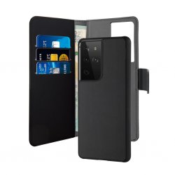 Samsung Galaxy S21 Ultra Kotelo Wallet Detachable 2 in 1 Musta