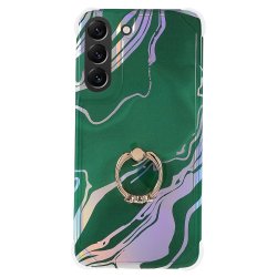 Samsung Galaxy S22 Plus Kuori Rengas Marmorikuvio Tummanvihreä