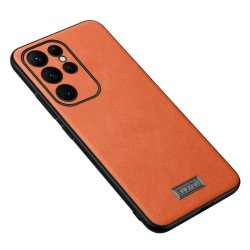 Samsung Galaxy S23 Ultra Kuori Nahkarakenne Oranssi