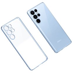 Samsung Galaxy S23 Ultra Kuori Pinnoitettu reuna Vaaleansininen