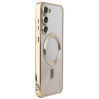 Samsung Galaxy S24 Plus Kuori Pinnoitettu reuna Glitter MagSafe Kulta