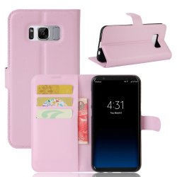 Samsung Galaxy S8 Plus Kotelo PU-nahka Litchi Vaaleanpunainen