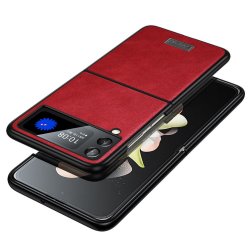 Samsung Galaxy Z Flip 4 Kuori Nahkarakenne Punainen