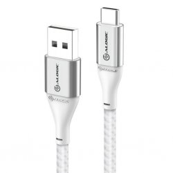USB-C että USB-A kaapeli 3A/480Mbps 1.5m Hopea
