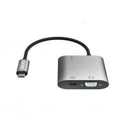 USB-C VGA adapteri kanssa USB-C power pass through