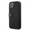 iPhone 13 Mini Kotelo Carbon Effect Metal Logo Vertical Stripe Musta