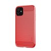 iPhone 11 Suojakuori TPU-materiaali-materiaali Harjattu Hiilikuiturakenne Punainen