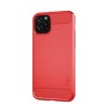 iPhone 11 Pro Suojakuori TPU-materiaali-materiaali Harjattu Hiilikuiturakenne Punainen