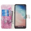 Samsung Galaxy S10 Kotelo Korttitasku Aihe Vaaleanpunainen ja Harmaatt KiviKuvio